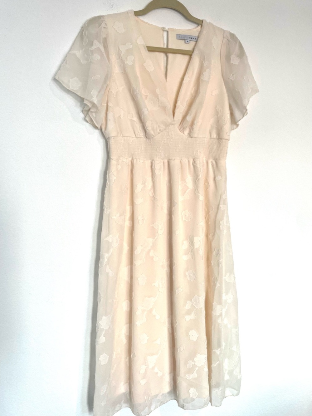 Baltic Born Light Cream Floral Lace Midi Dress